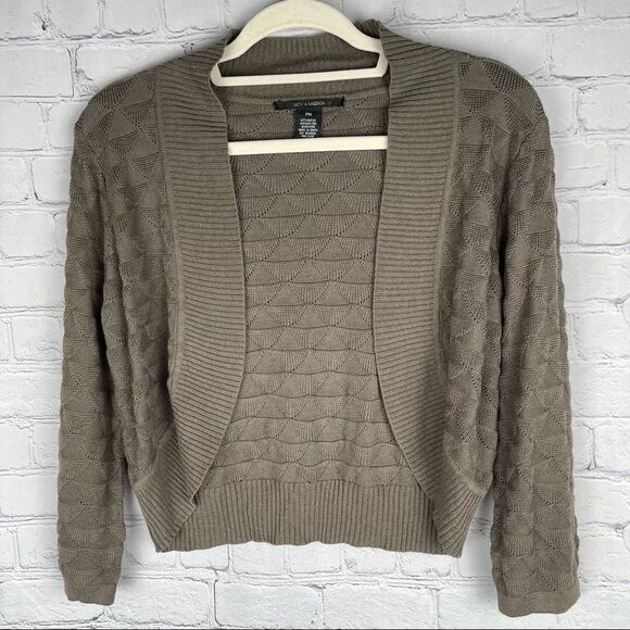 89th & Madison Sweaters - 89 & Madison knit crop long sleeve cardigan, olive green, size M petite